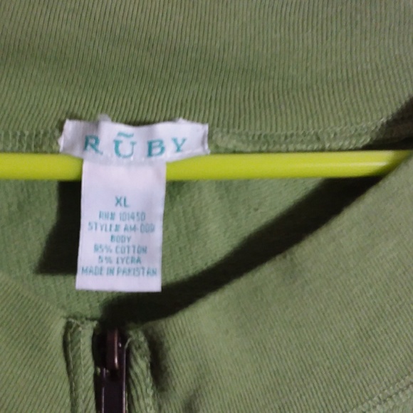 Ruby Tops Xl Wide Neck Olive Green Zipper Jersey Poshmark